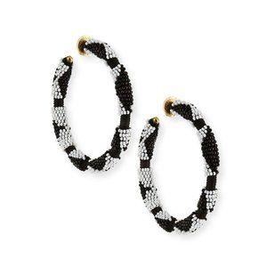 OSCAR DE LA RENTA Bead Embelished Hoop Earrings